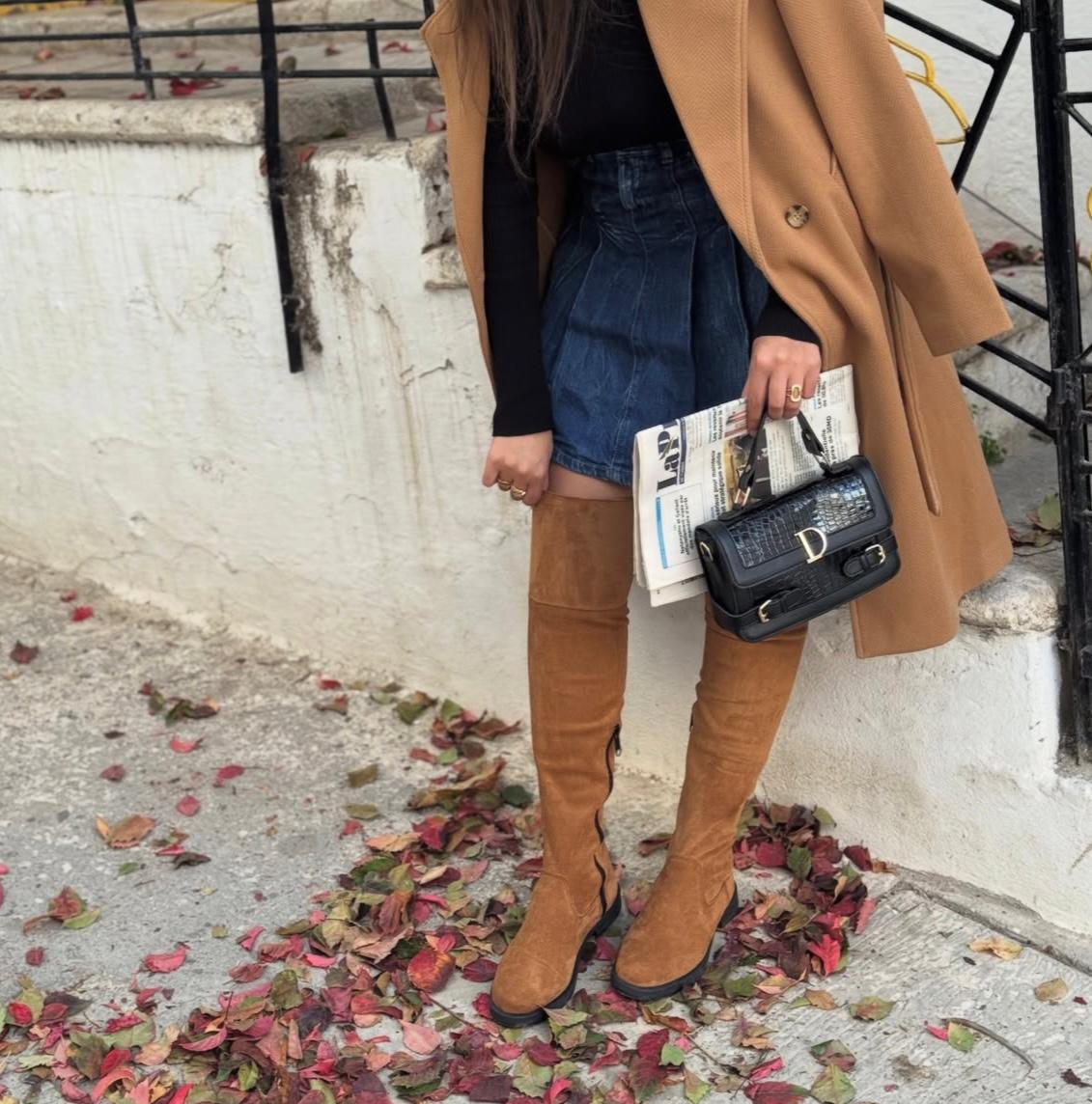 Cuissardes en daim caramel