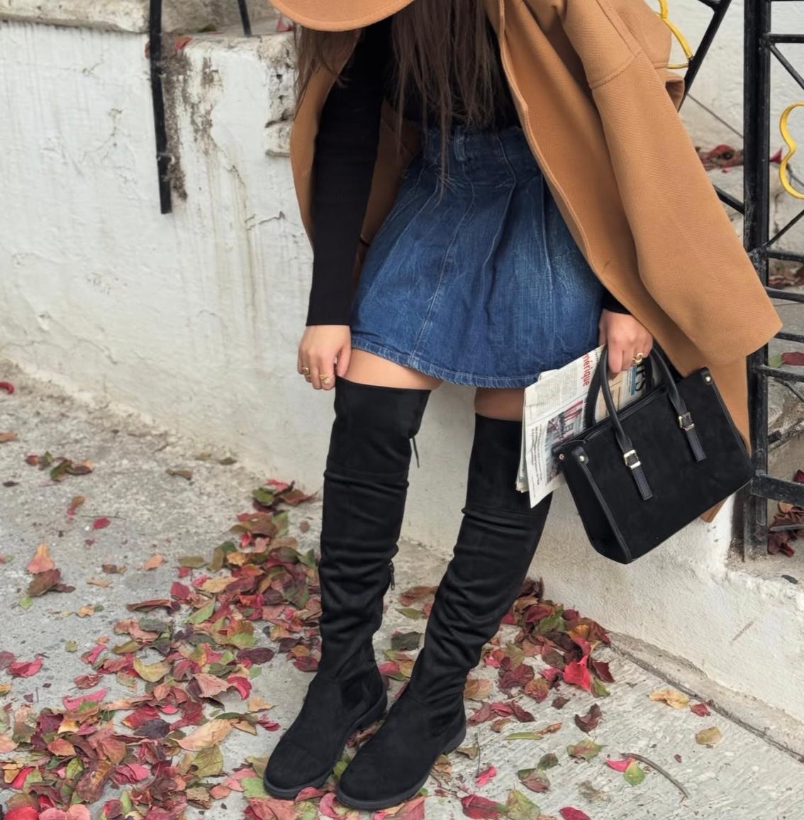 Cuissardes en daim noir